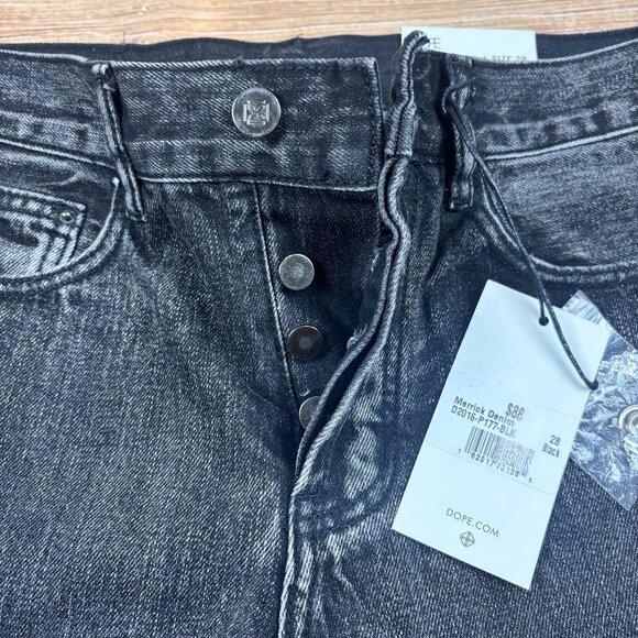 Dope Black Washed Denim Straight Leg Jeans Mens Size 28X32 Cotton Casual Fit - Picture 13 of 13